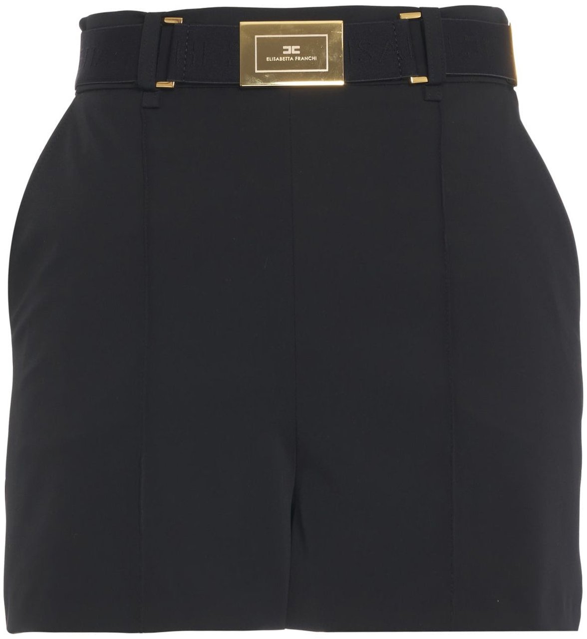 Elisabetta Franchi Shorts with logo belt Zwart