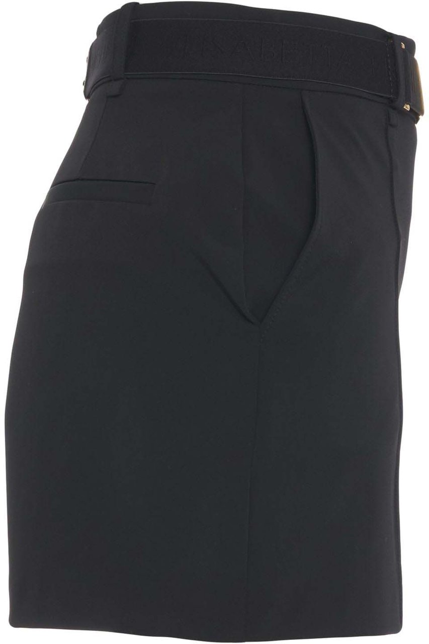 Elisabetta Franchi Shorts with logo belt Zwart