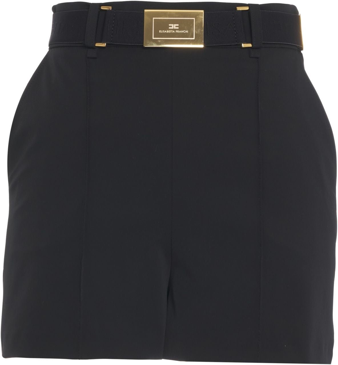Elisabetta Franchi Shorts with logo belt Zwart