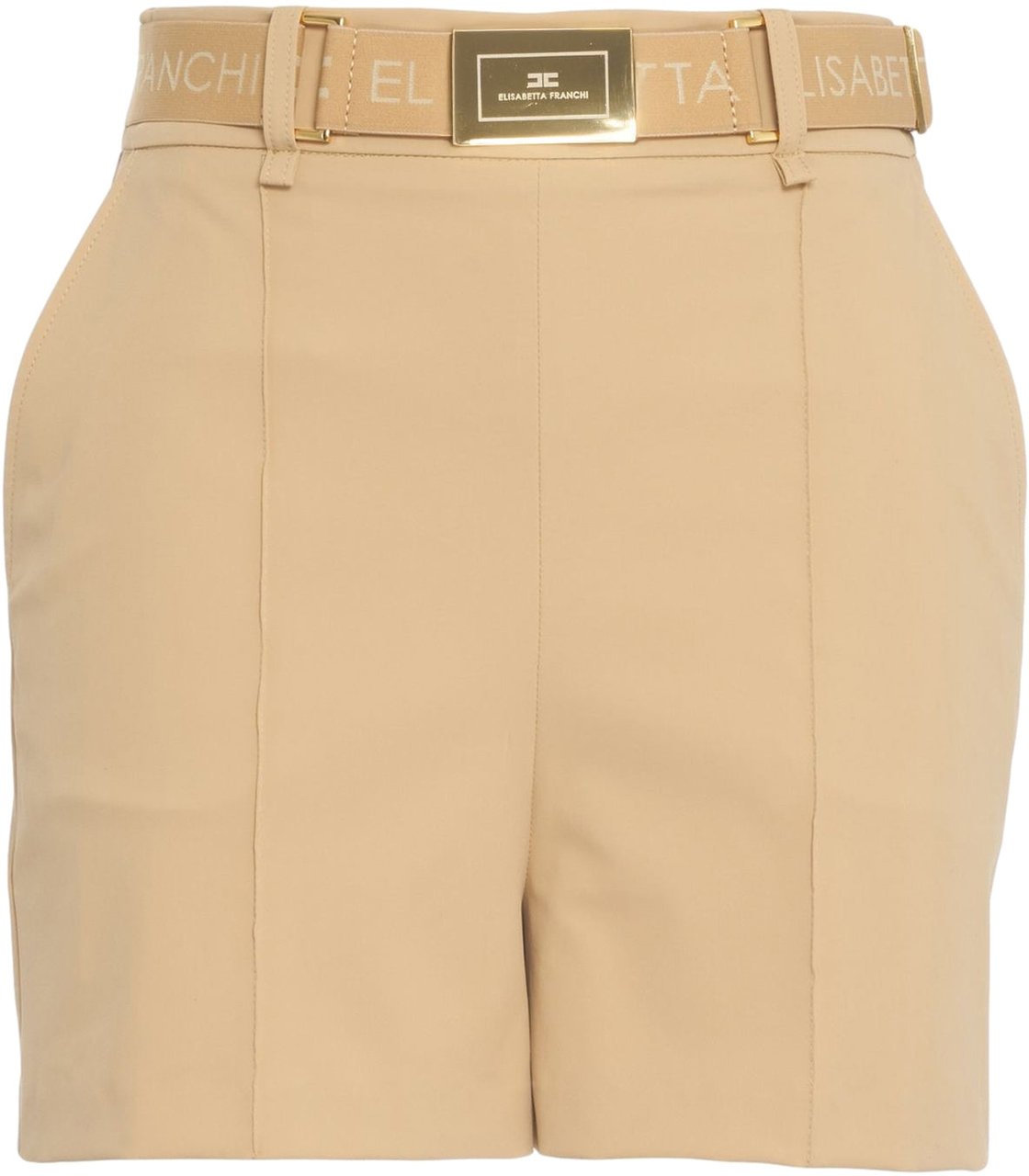 Elisabetta Franchi Shorts with logo belt Beige