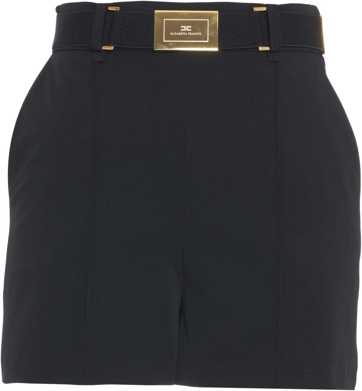 Elisabetta Franchi Shorts with logo belt Zwart