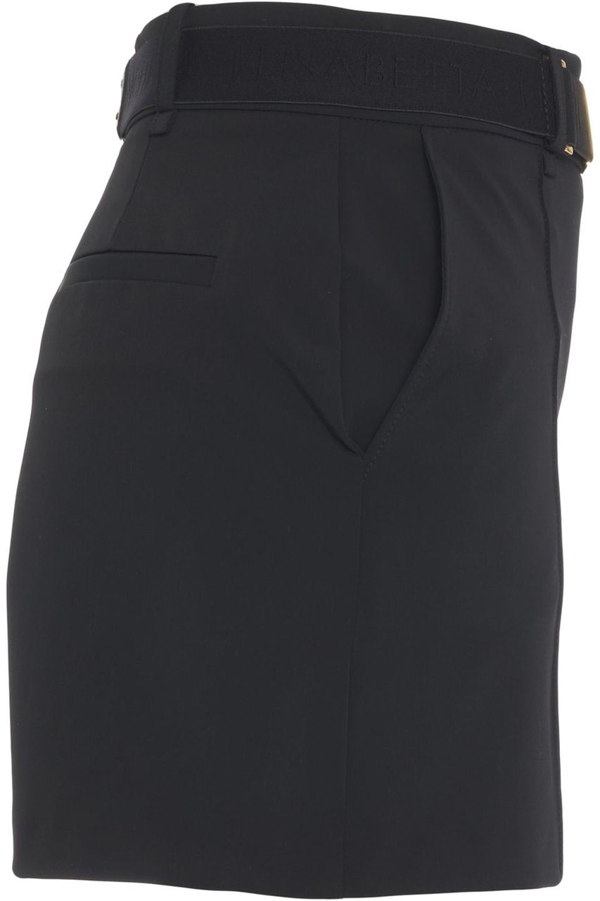 Elisabetta Franchi Shorts with logo belt Zwart