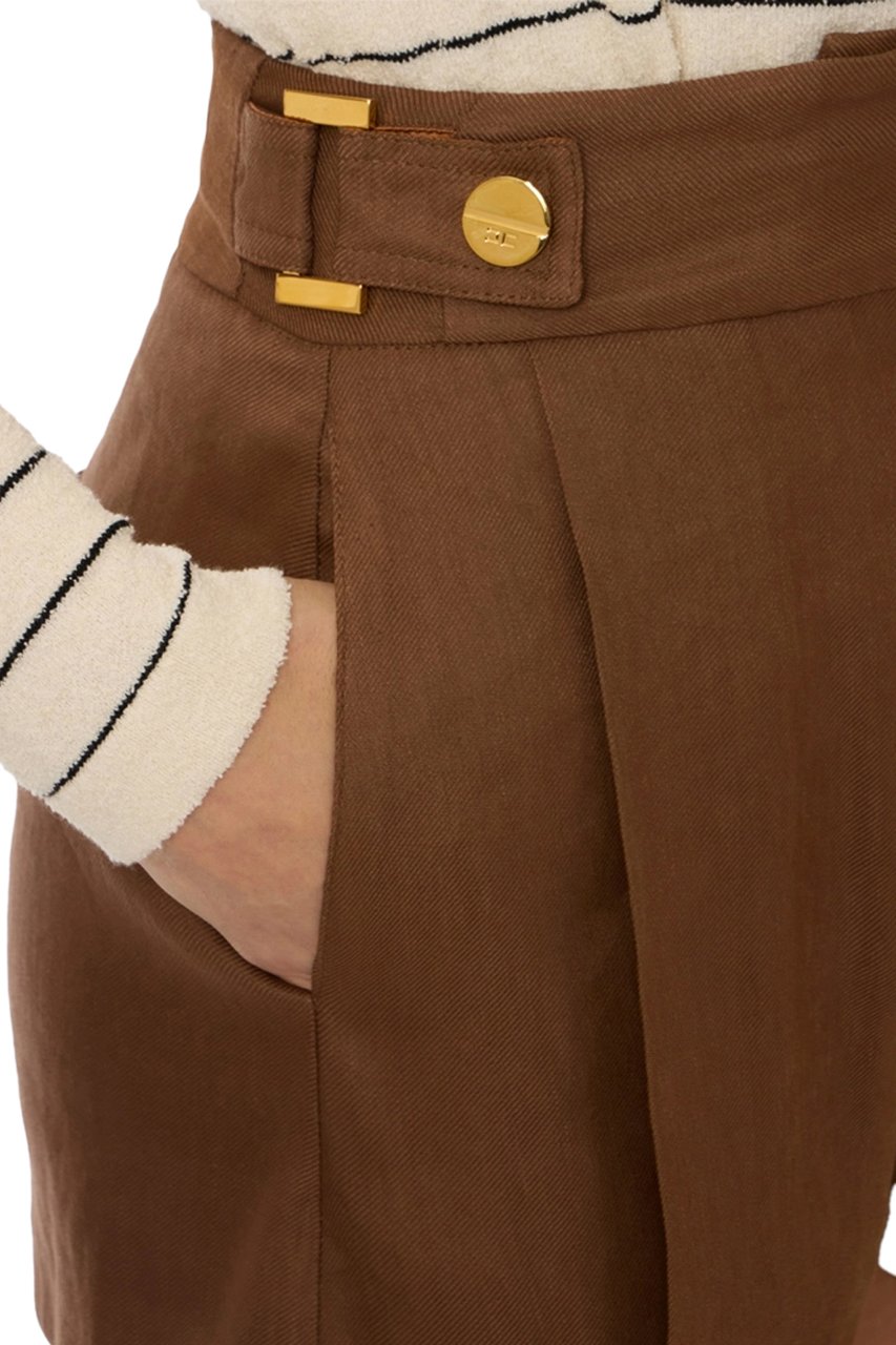 Elisabetta Franchi Shorts Leather Brown Bruin