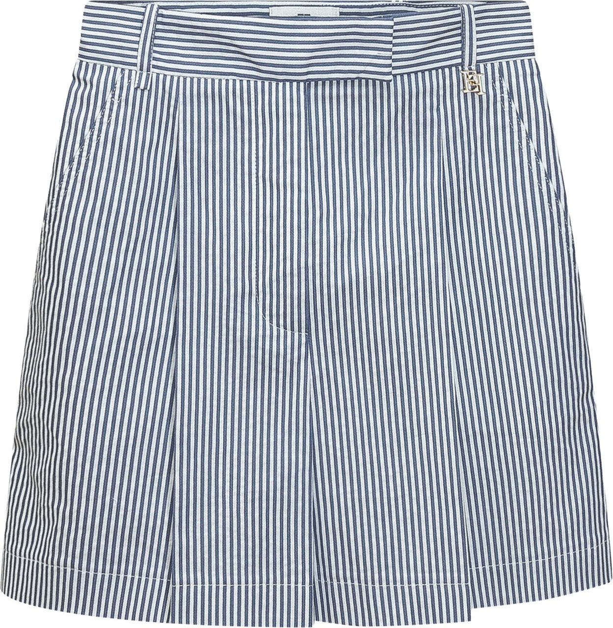 Elisabetta Franchi Short con Pieghe e Motivo a Righe Navy
