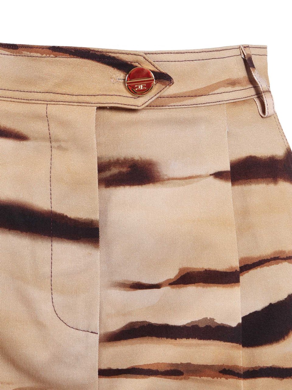 Elisabetta Franchi High Waisted Horizontal Striped Shorts Bruin