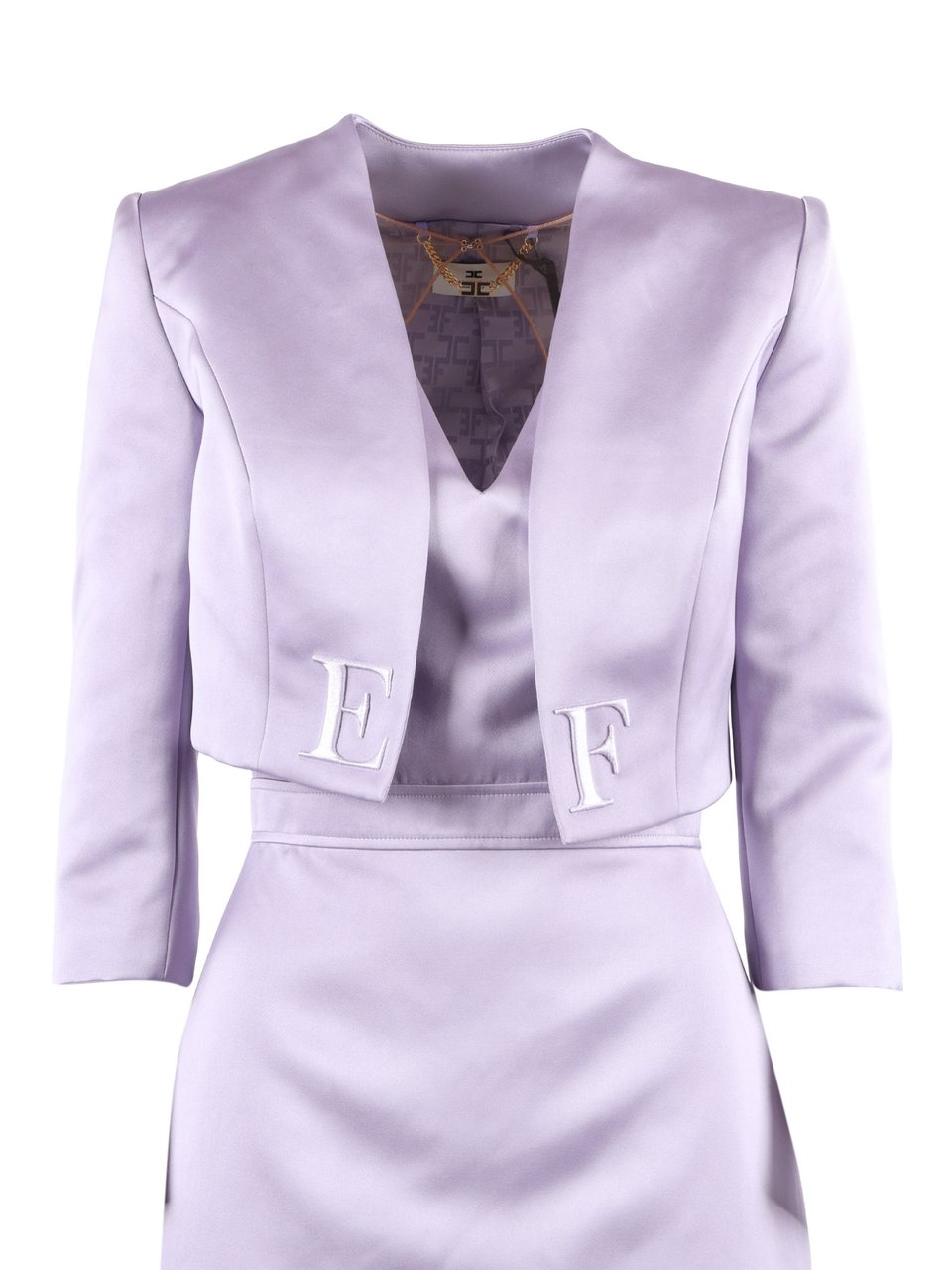Elisabetta Franchi Sleeveless Mini Dress Jacket Set Paars