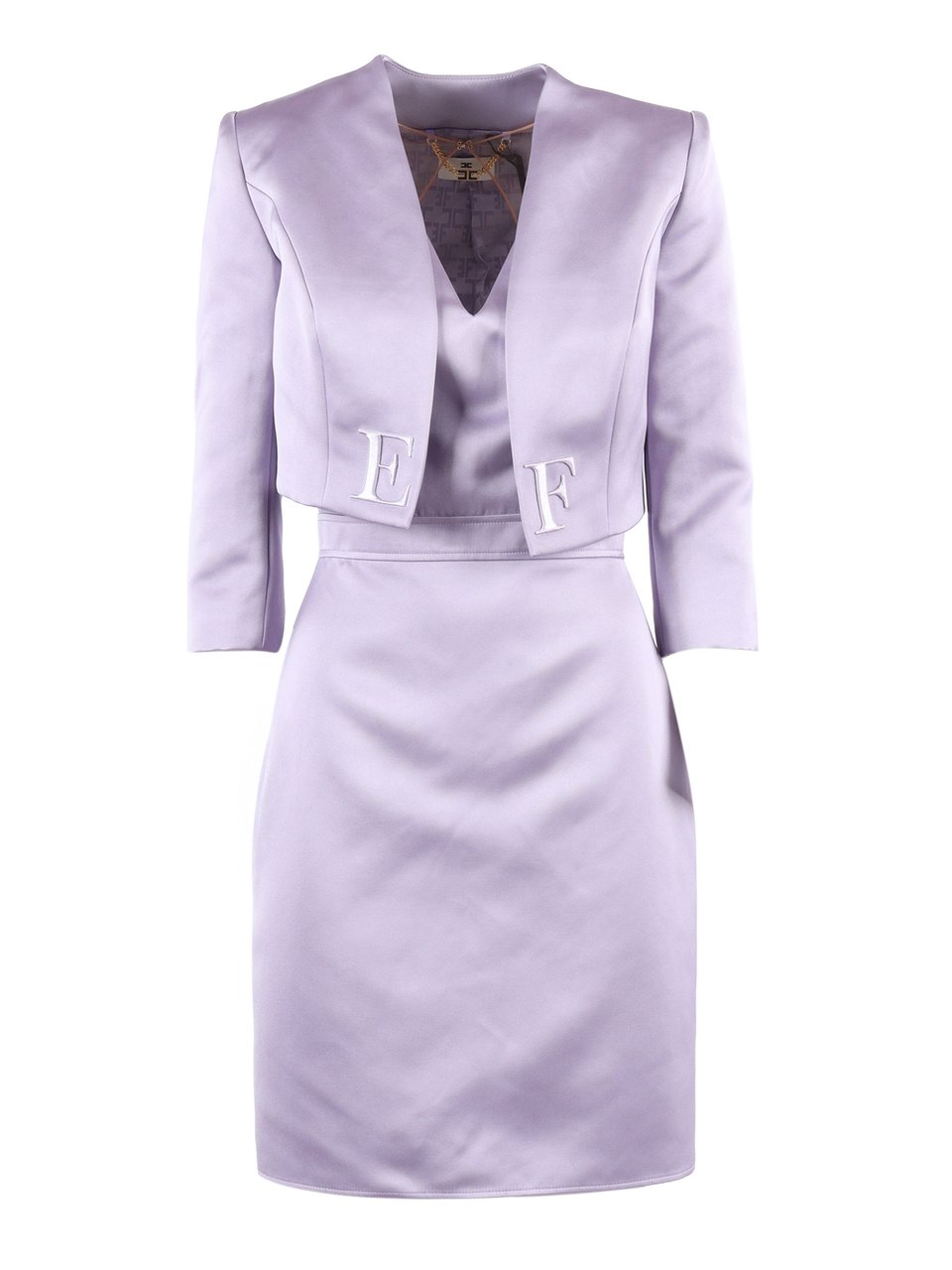 Elisabetta Franchi Sleeveless Mini Dress Jacket Set Paars
