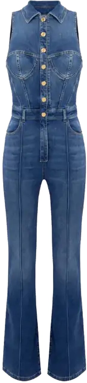 Elisabetta Franchi Trousers Blue Denim Blauw