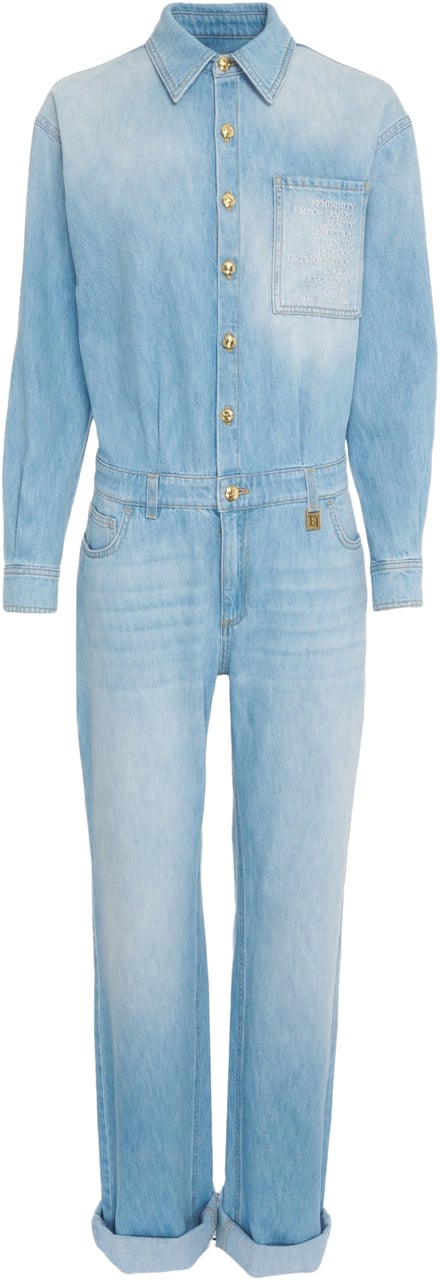 Elisabetta Franchi Denim jumpsuit Blauw