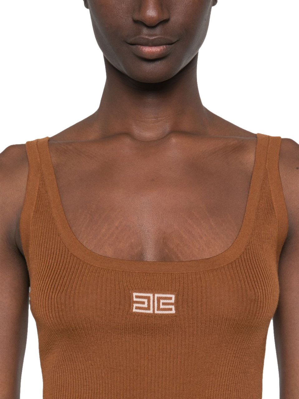 Elisabetta Franchi Top Brown Beige