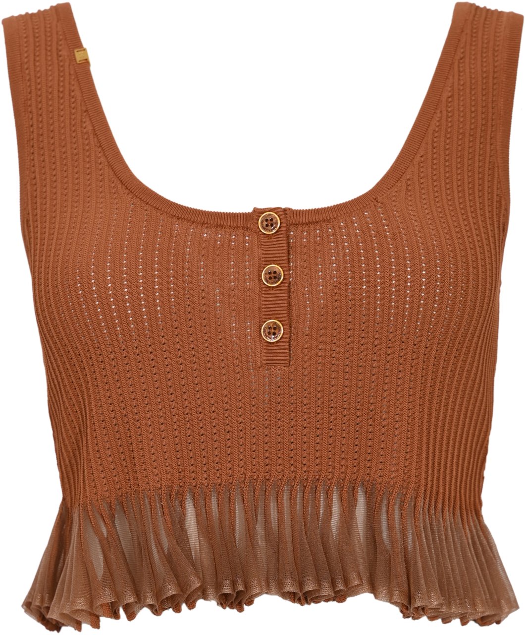 Elisabetta Franchi Top Leather Brown Bruin