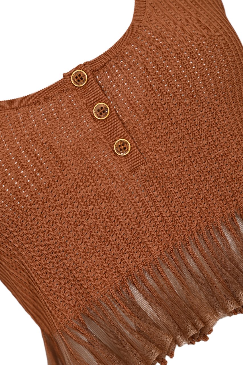 Elisabetta Franchi Top Leather Brown Bruin