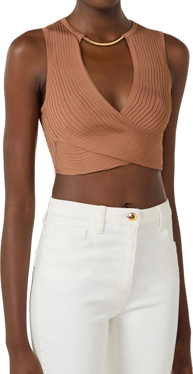 Elisabetta Franchi Top Cuoio Beige