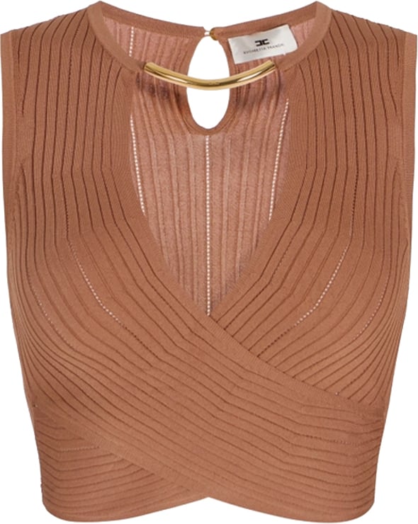 Elisabetta Franchi Top Cuoio Beige