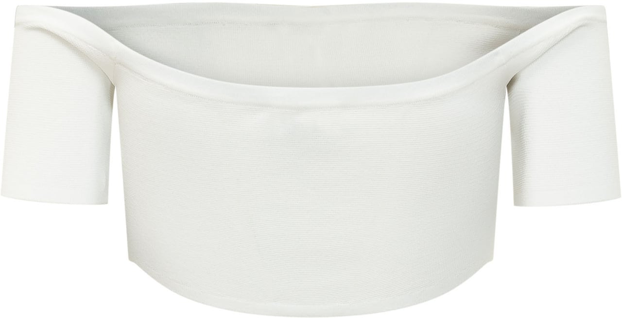 Elisabetta Franchi Top Tricot con Spalle Scoperte e Bottoni Wit