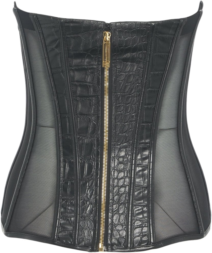 Elisabetta Franchi Top with crocodile embossing Zwart