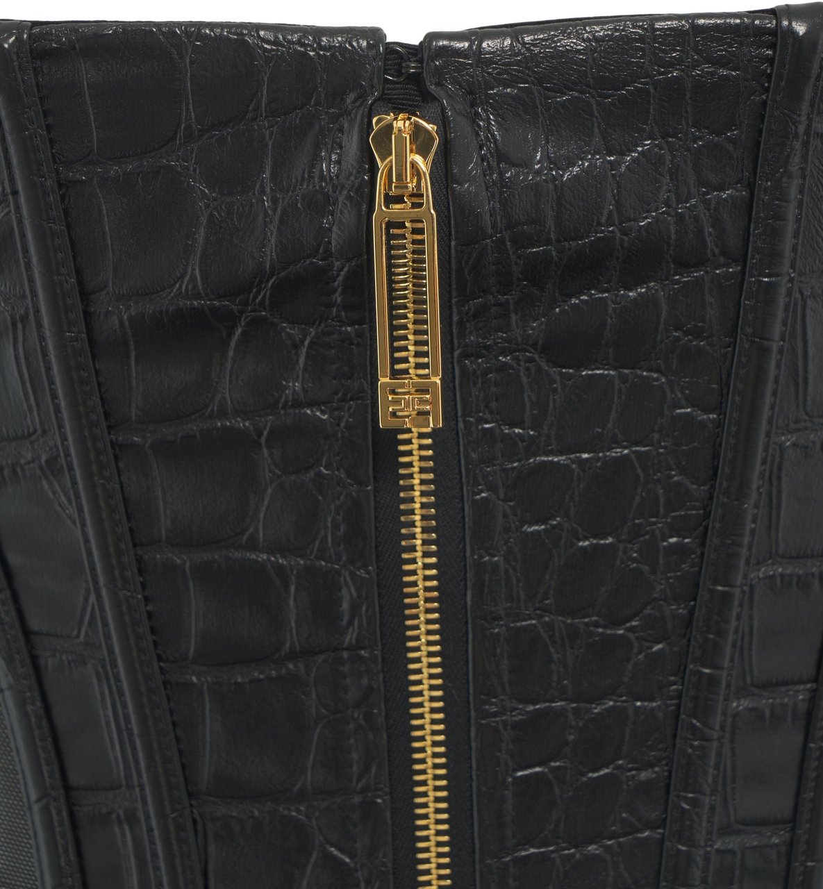 Elisabetta Franchi Top with crocodile embossing Zwart