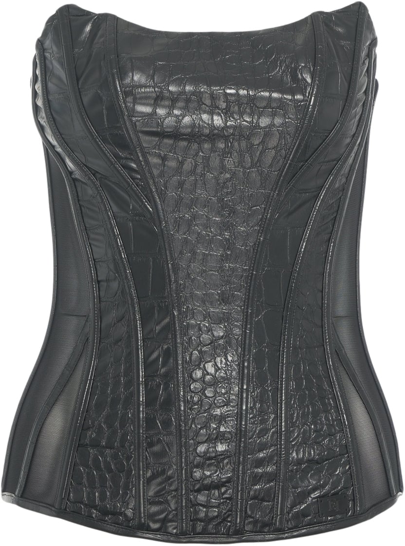 Elisabetta Franchi Top with crocodile embossing Zwart