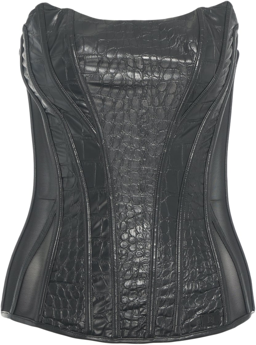 Elisabetta Franchi Top con stampa coccodrillo Zwart