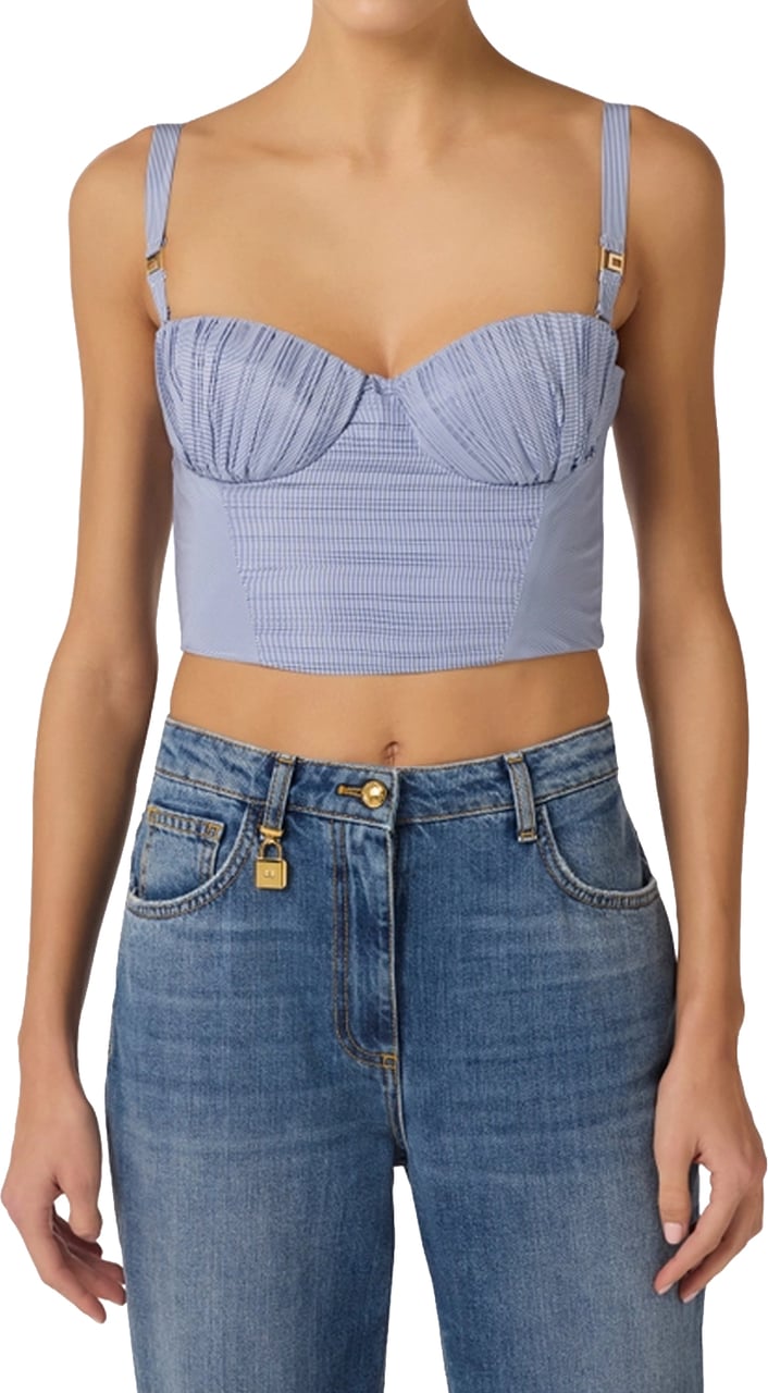 Elisabetta Franchi Top Oxford Lichtblauw