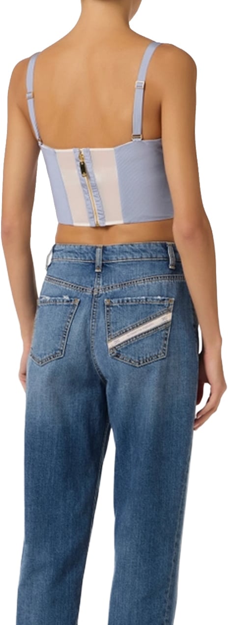 Elisabetta Franchi Top Oxford Lichtblauw