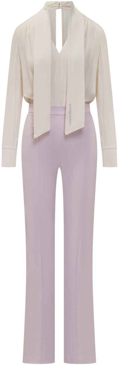 Elisabetta Franchi Tuta in Georgette e Crepe con Piping Wit