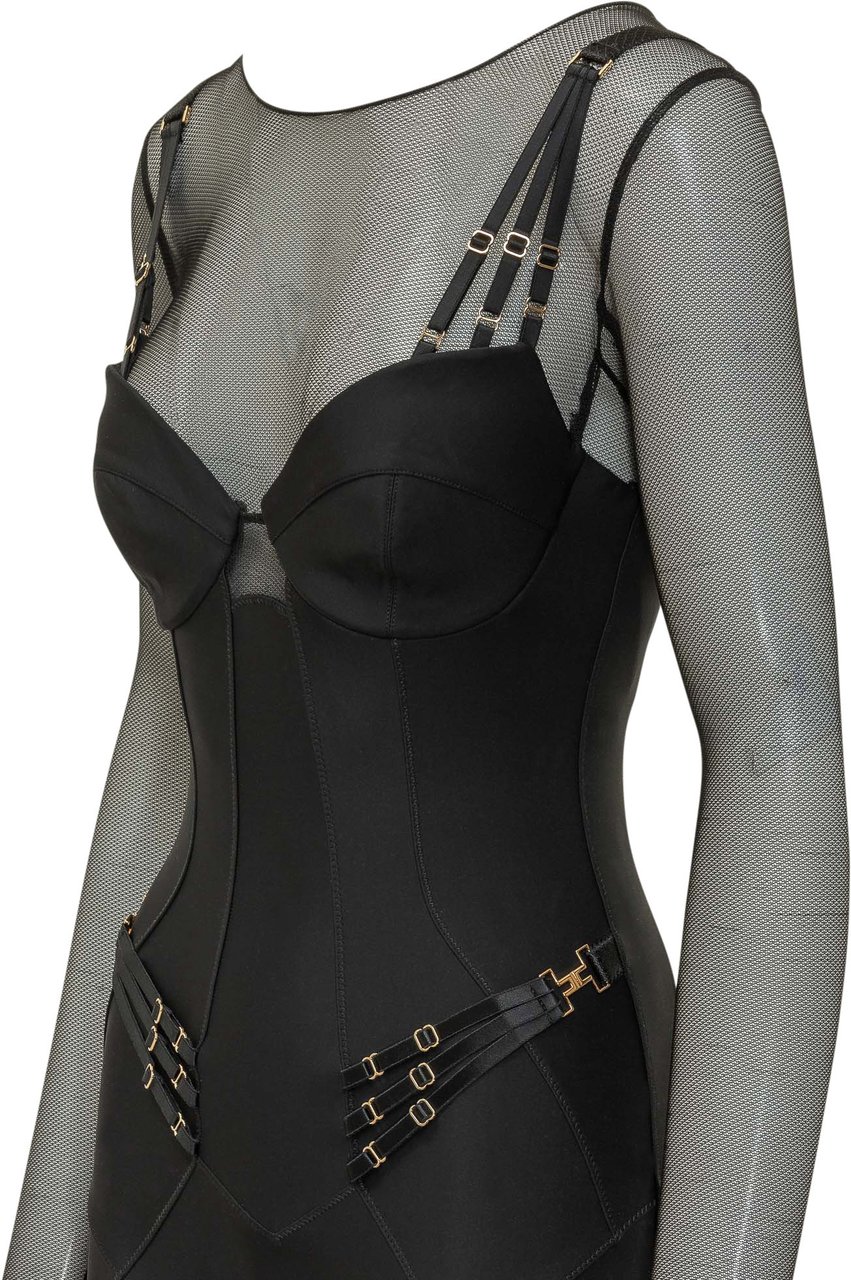 Elisabetta Franchi Tuta Con Rete Zwart