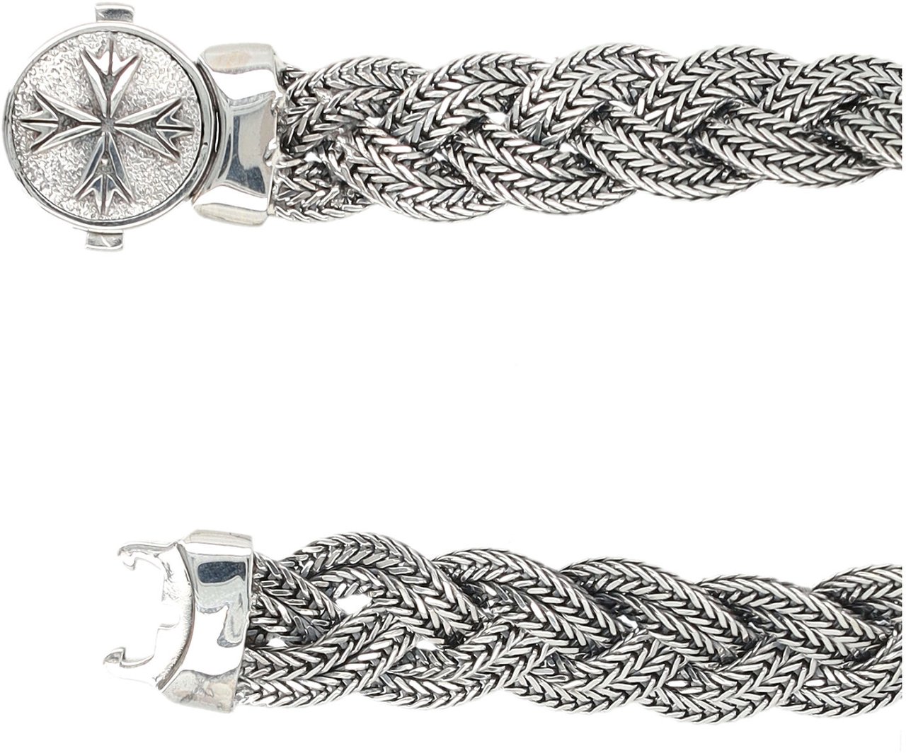 Emanuele Bicocchi Braided New Logo Large Bracelet Argento Zilver
