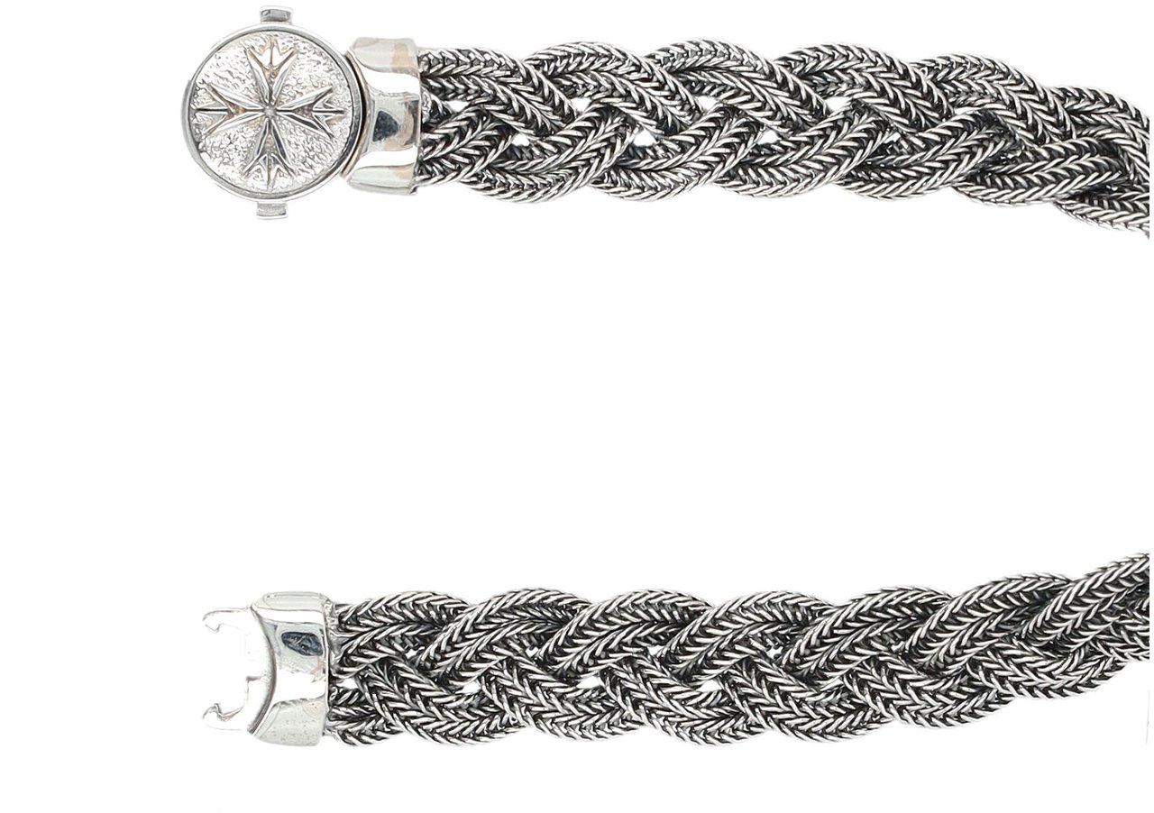 Emanuele Bicocchi Braided New Logo Medium Bracelet Argento Zilver