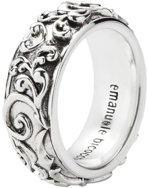 Emanuele Bicocchi LARGE ARABESQUE BAND RING SILVER Zilver