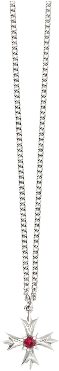 Emanuele Bicocchi Necklace New Mini Crest + Red Zircone Argento Zilver