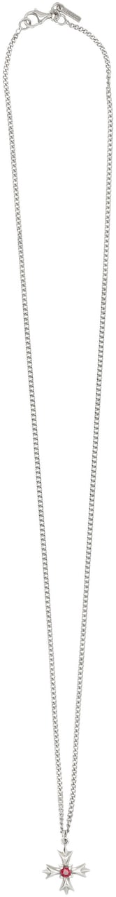 Emanuele Bicocchi Necklace New Mini Crest + Red Zircone Argento Zilver