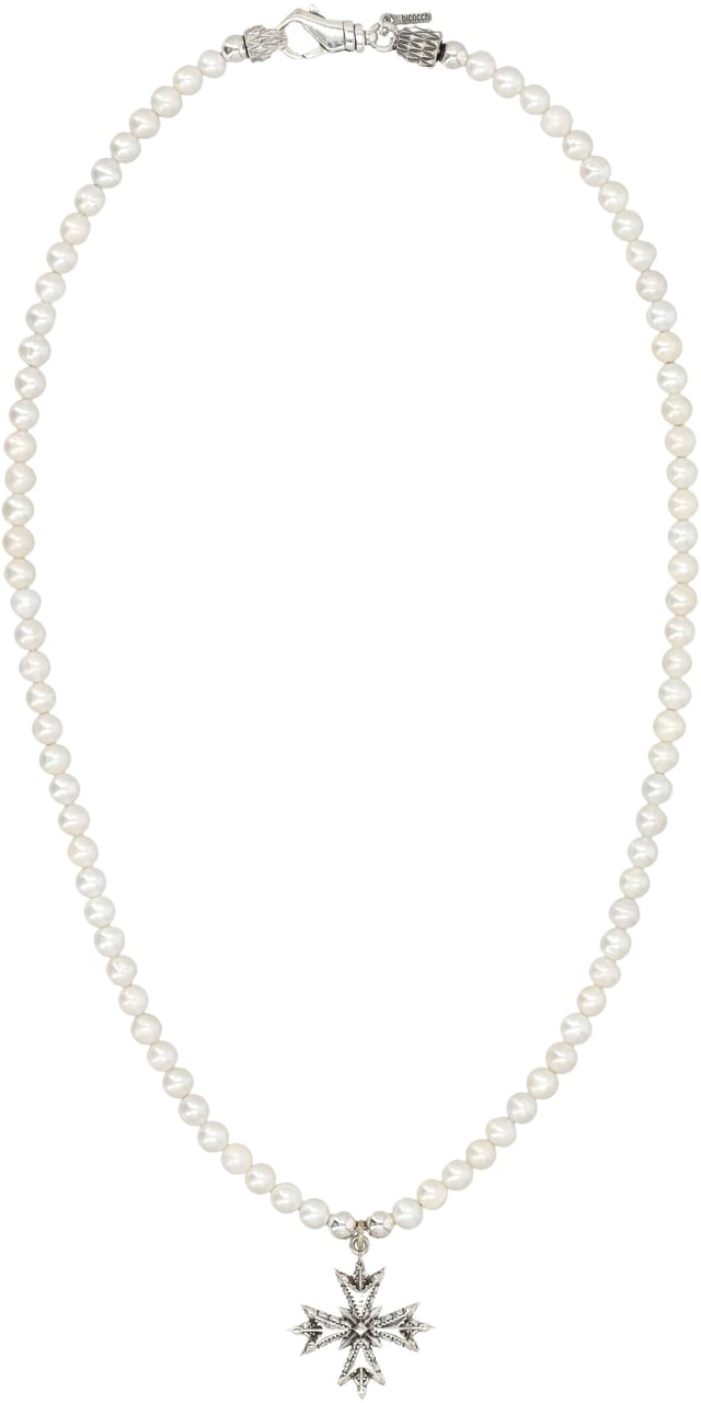 Emanuele Bicocchi Necklace Medium Pearl Crest Argento Zilver
