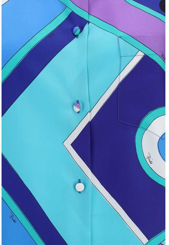 Emilio Pucci Blue Silk Shirt Blauw