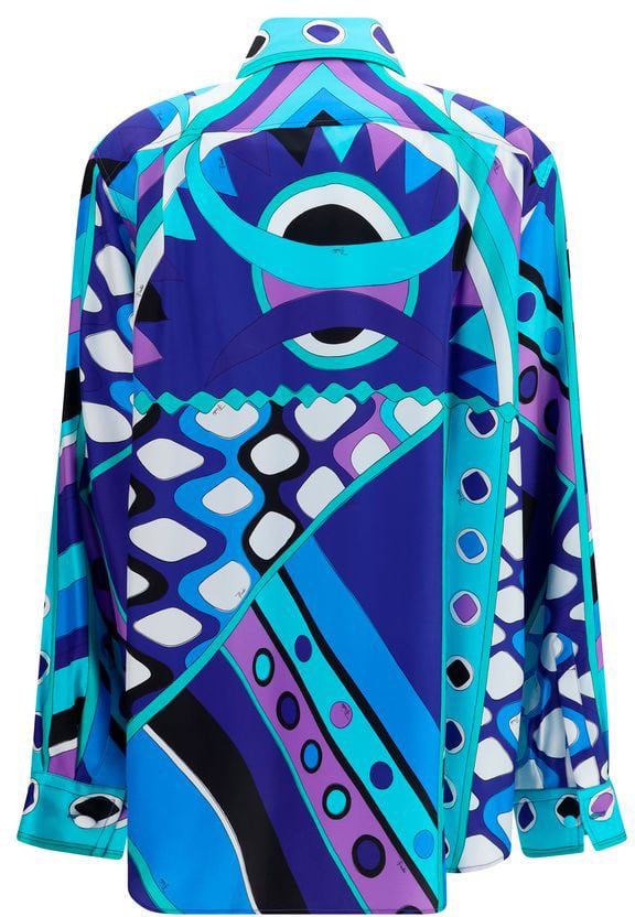 Emilio Pucci Blue Silk Shirt Blauw