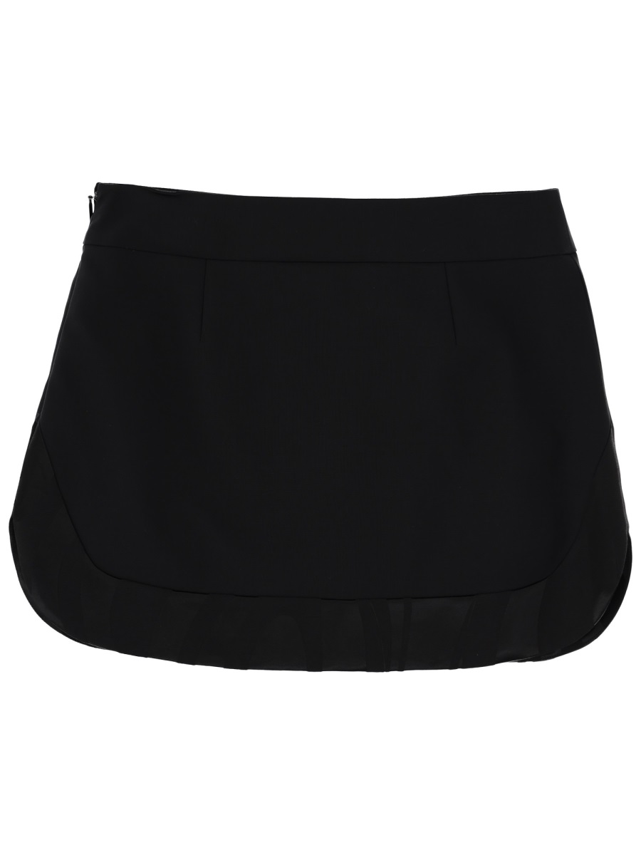 Emilio Pucci Virgin Wool Fitted Curved Hem Mini Skirt Zwart