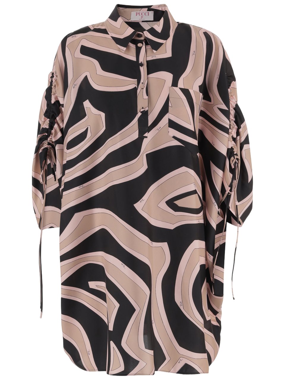 Emilio Pucci Silk Twill Dress with Abstract Labyrinth Print Roze