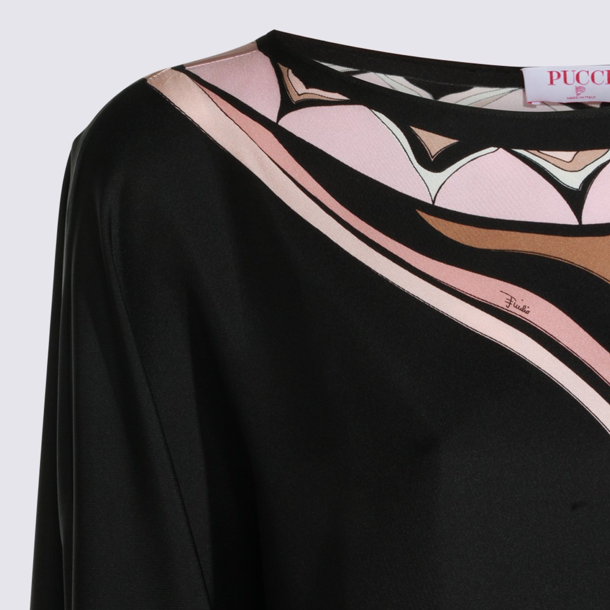 Emilio Pucci Geometric Pattern Maxi Dress With Flowing Silhouette Zwart