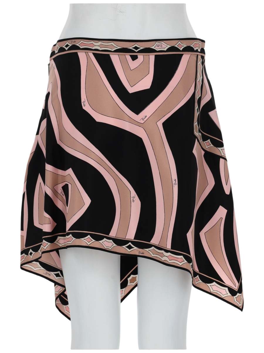 Emilio Pucci Geometric Print Asymmetrical Mini Skirt Zwart