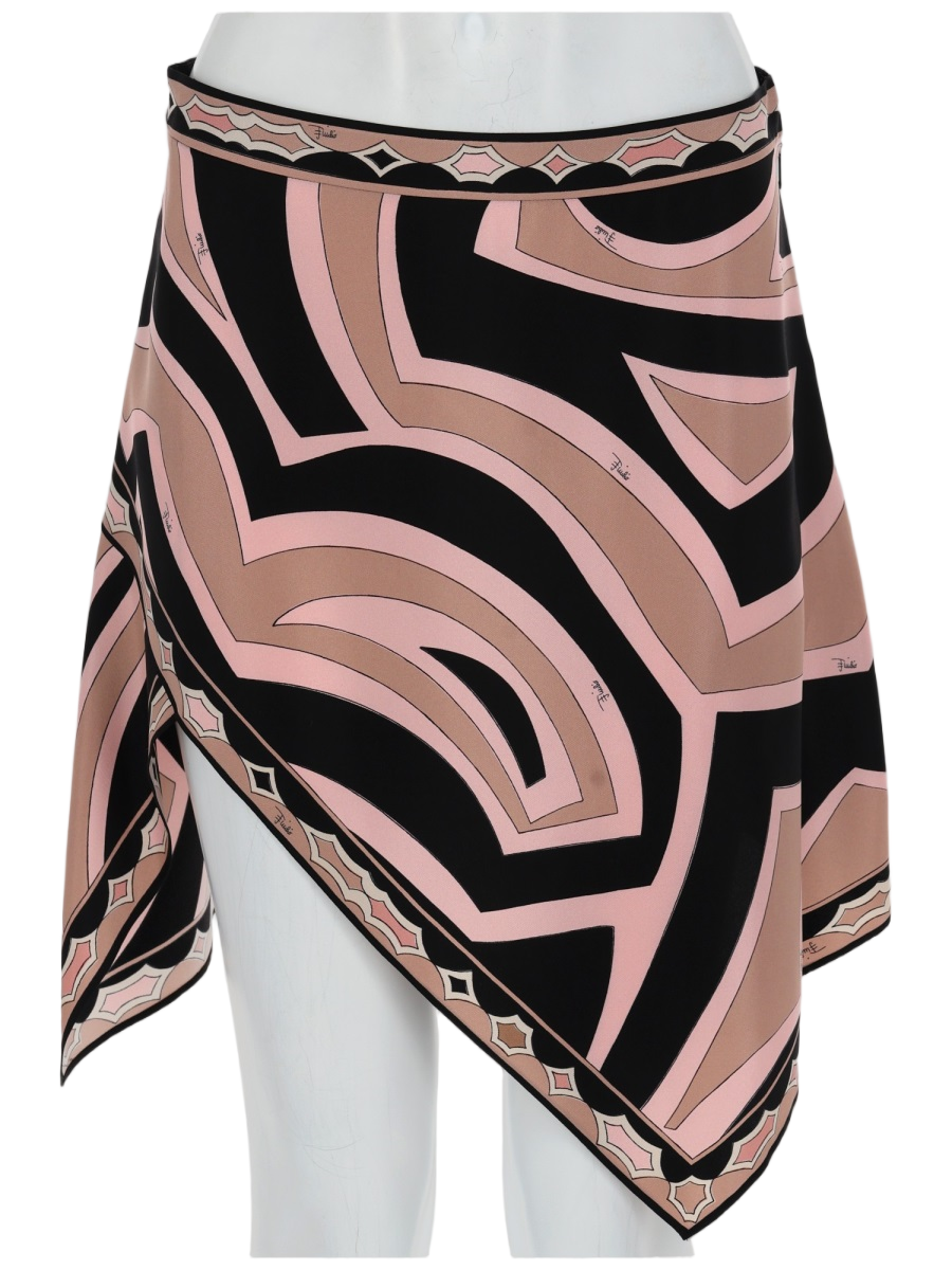 Emilio Pucci Geometric Print Asymmetrical Mini Skirt Zwart