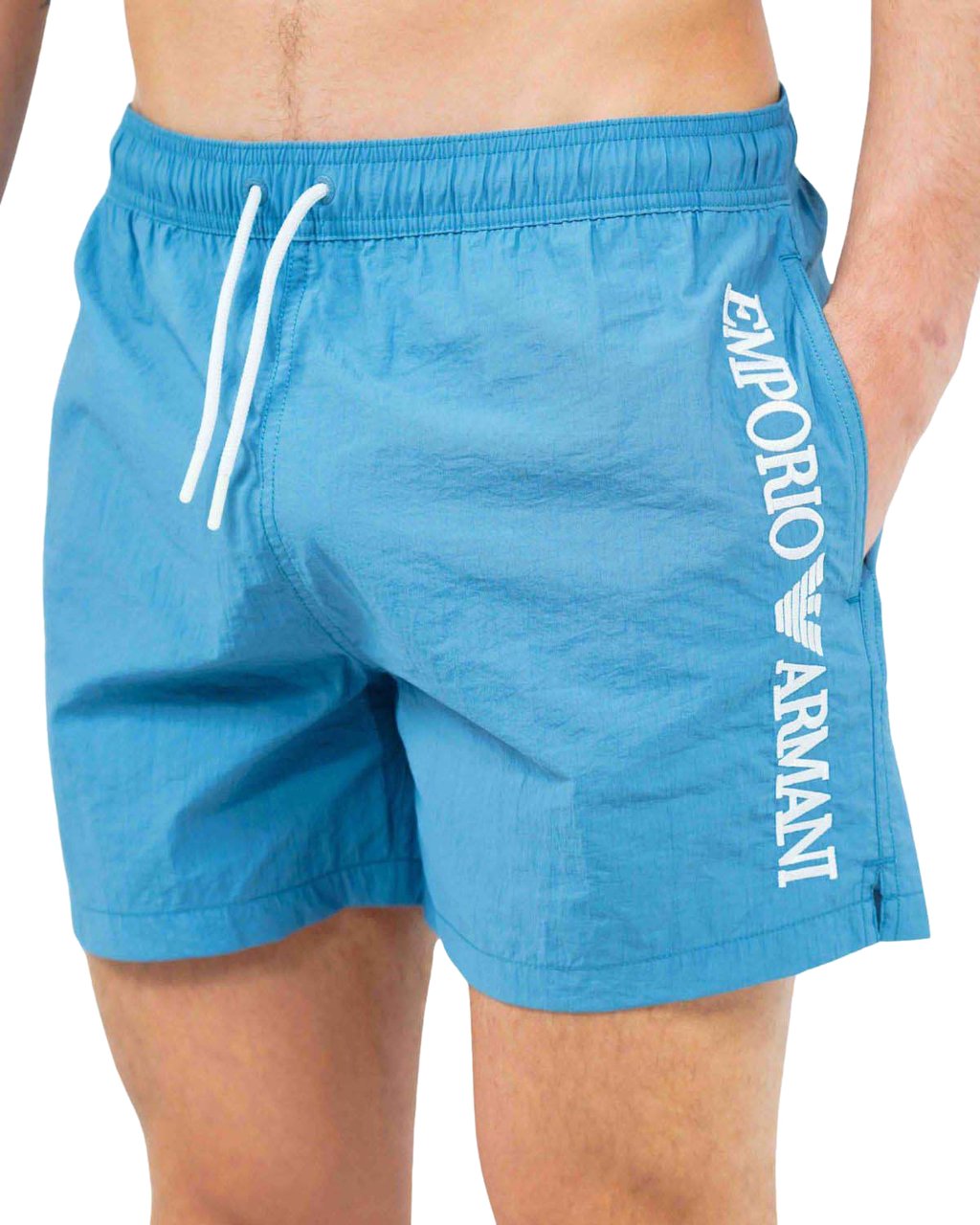 Emporio Armani Man Woven Boxer Beachwear Blauw