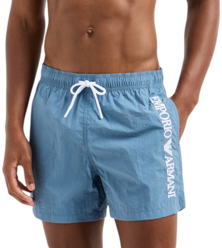 Emporio Armani Man Woven Boxer Beachwear Blauw