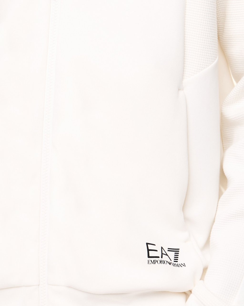 Emporio Armani Zip-Up Hoodie with Mesh Inserts and Logo Detail Wit