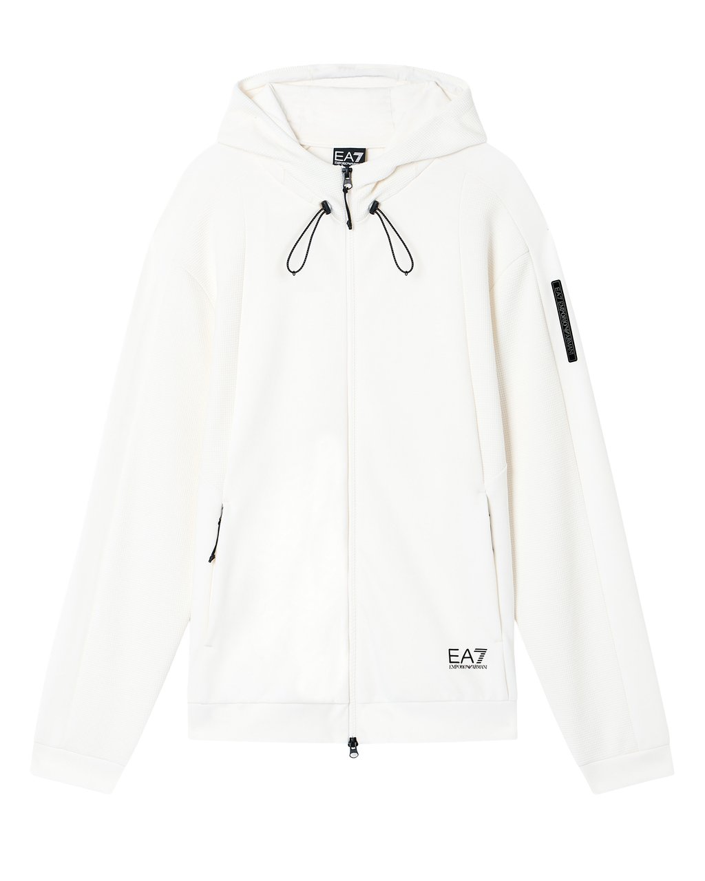 Emporio Armani Zip-Up Hoodie with Mesh Inserts and Logo Detail Wit