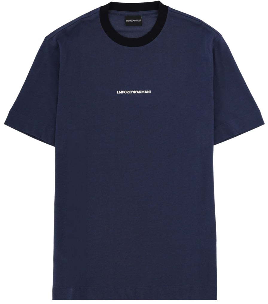 Emporio Armani T-SHIRT WITH LOGO AND EMBROIDERY Blauw