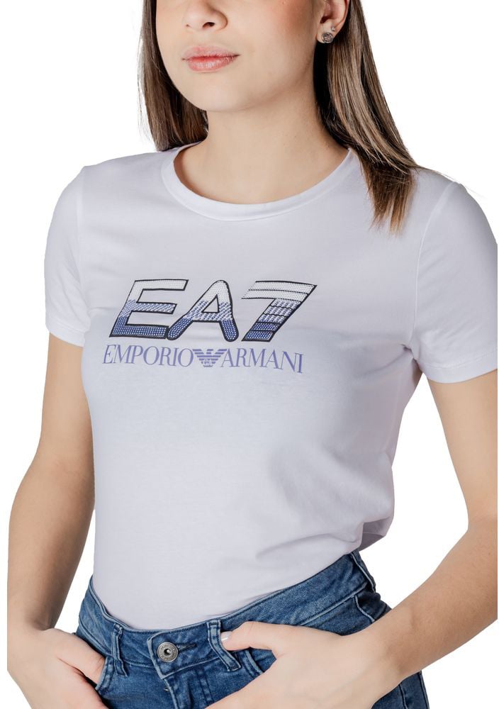 Emporio Armani EA7 Emporio Armani White Cotton T-Shirt Wit