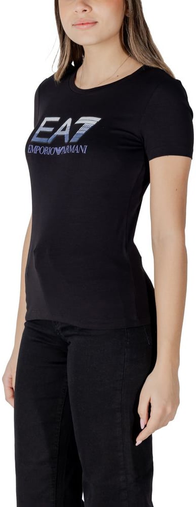 Emporio Armani EA7 Emporio Armani Black Cotton T-Shirt Zwart