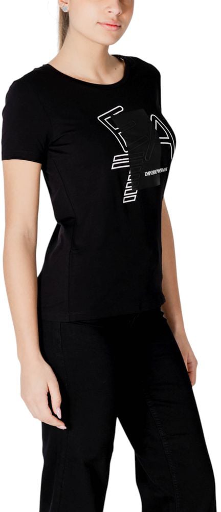 Emporio Armani EA7 Emporio Armani Black Cotton T-Shirt Zwart