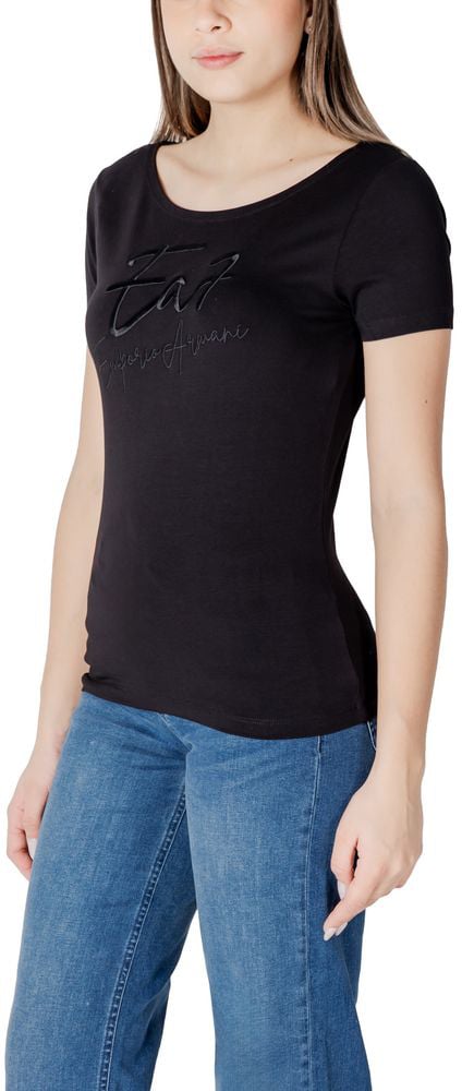 Emporio Armani EA7 Emporio Armani Black Cotton T-Shirt Zwart