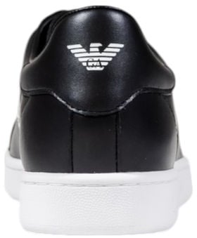 Emporio Armani EA7 Emporio Armani Black And White Leather Sneakers Zwart
